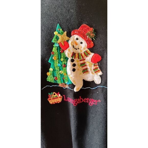 LONGABERGER HOMESTEAD Sweater Black with beaded snowman. Size XL. NWT - Picture 2 of 7